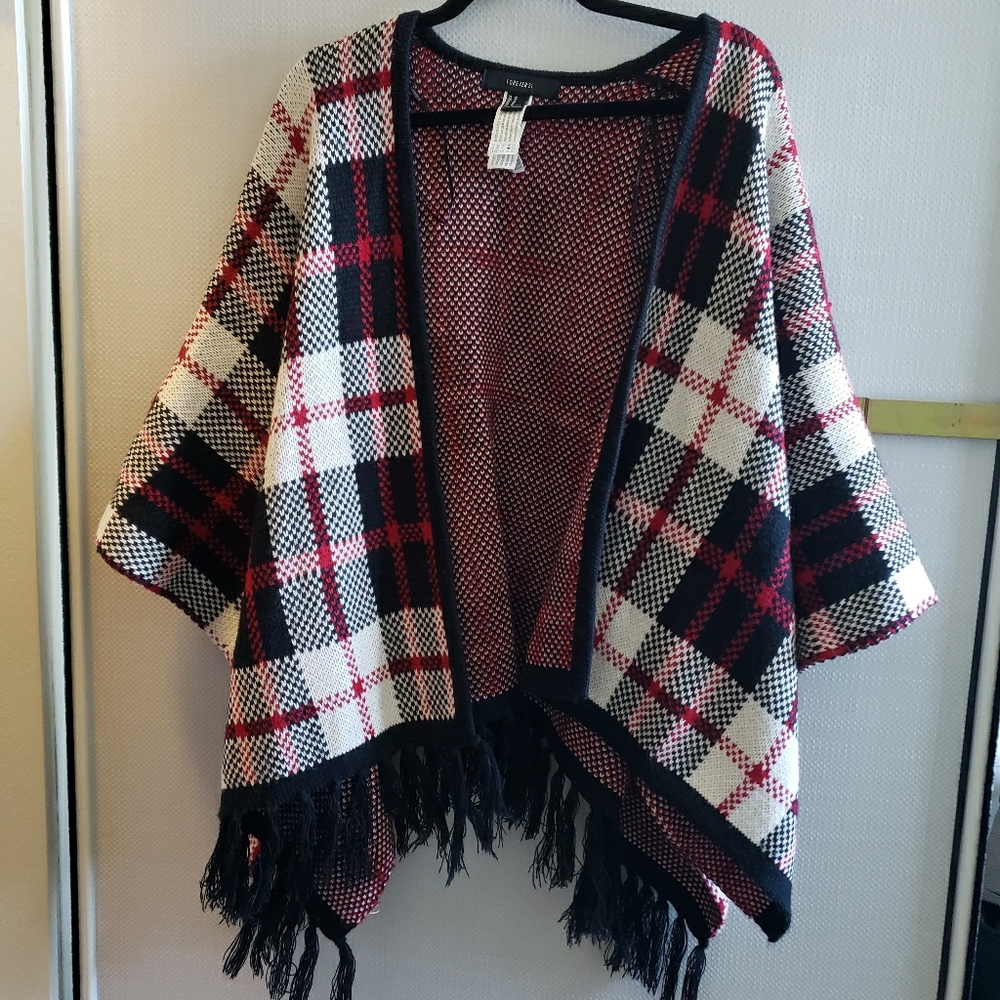 Plaid print wrap/cardigan